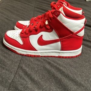 Red and White Jordan Dunks